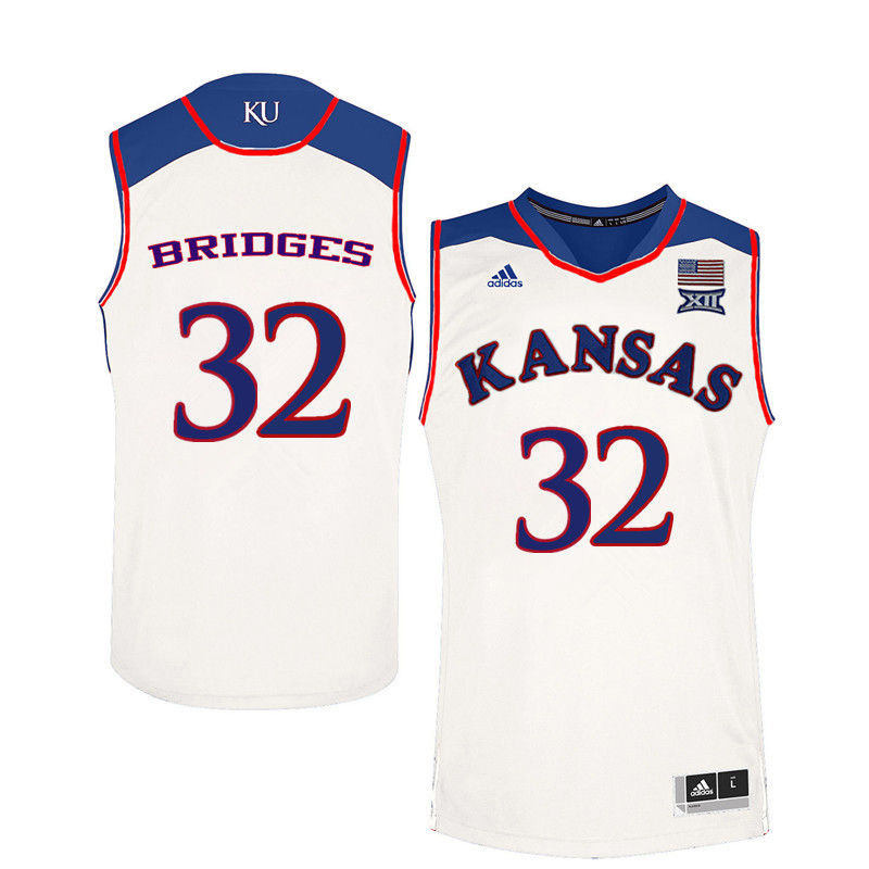 Men Kansas Jayhawks #32 Bill Bridges College Basketball Jerseys-White